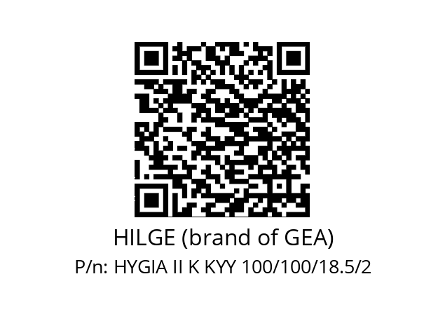   HILGE (brand of GEA) HYGIA II K KYY 100/100/18.5/2