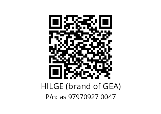   HILGE (brand of GEA) as 97970927 0047