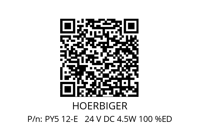   HOERBIGER PY5 12-E   24 V DC 4.5W 100 %ED