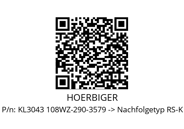   HOERBIGER KL3043 108WZ-290-3579 -> Nachfolgetyp RS-K