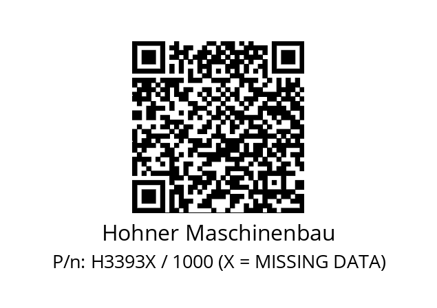   Hohner Maschinenbau H3393X / 1000 (X = MISSING DATA)