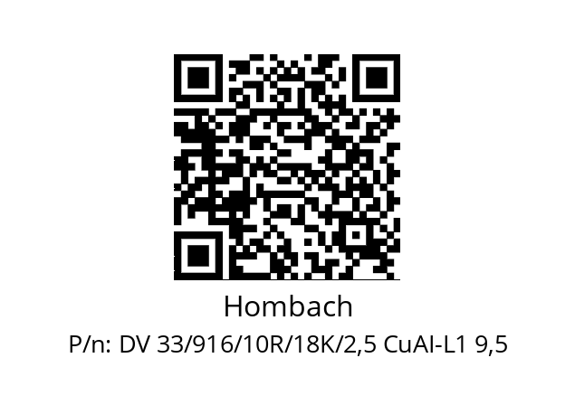   Hombach DV 33/916/10R/18K/2,5 CuAI-L1 9,5