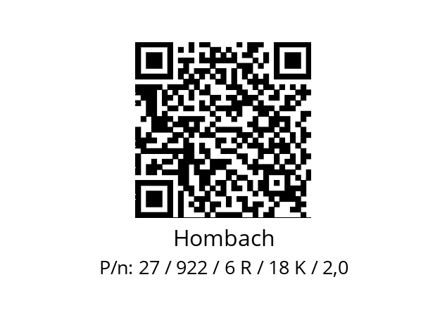   Hombach 27 / 922 / 6 R / 18 K / 2,0