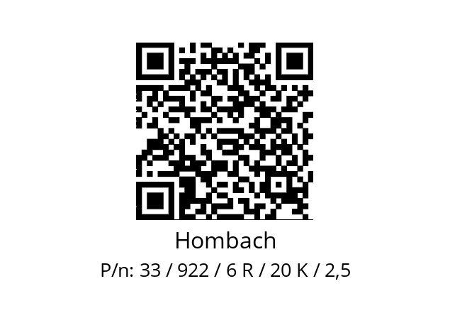   Hombach 33 / 922 / 6 R / 20 K / 2,5