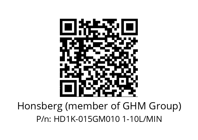   Honsberg (member of GHM Group) HD1K-015GM010 1-10L/MIN