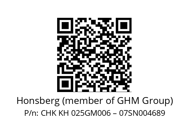   Honsberg (member of GHM Group) CHK KH 025GM006 – 07SN004689