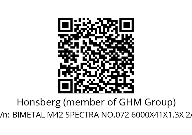   Honsberg (member of GHM Group) BIMETAL M42 SPECTRA NO.072 6000X41X1.3X 2/3