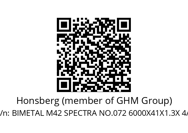   Honsberg (member of GHM Group) BIMETAL M42 SPECTRA NO.072 6000X41X1.3X 4/6