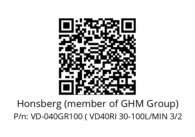   Honsberg (member of GHM Group) VD-040GR100 ( VD40RI 30-100L/MIN 3/2