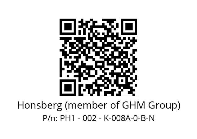   Honsberg (member of GHM Group) PH1 - 002 - K-008A-0-B-N