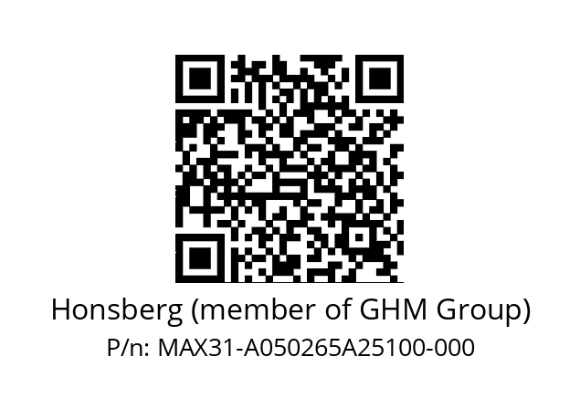   Honsberg (member of GHM Group) MAX31-A050265A25100-000