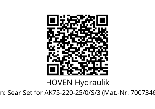   HOVEN Hydraulik Sear Set for AK75-220-25/0/S/3 (Mat.-Nr. 70073464)