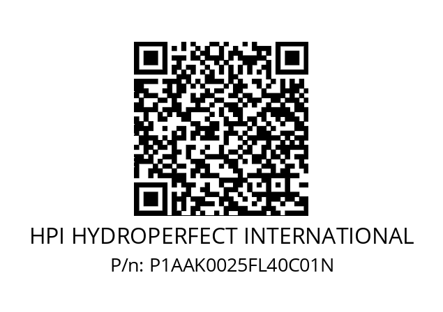   HPI HYDROPERFECT INTERNATIONAL P1AAK0025FL40C01N