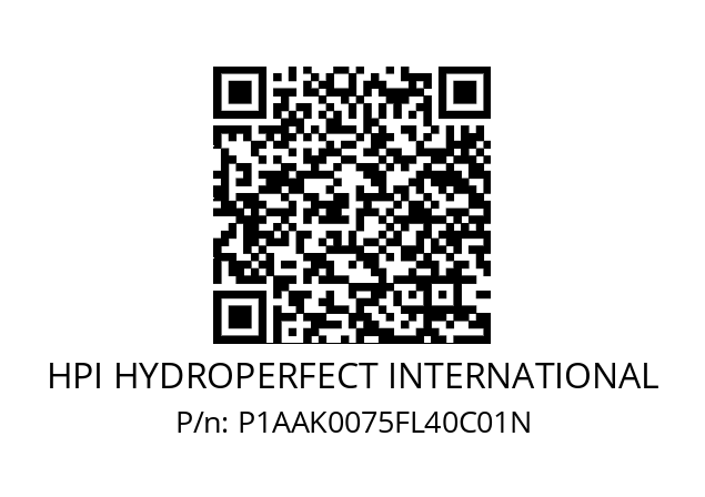   HPI HYDROPERFECT INTERNATIONAL P1AAK0075FL40C01N