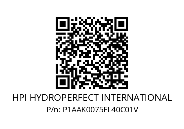   HPI HYDROPERFECT INTERNATIONAL P1AAK0075FL40C01V