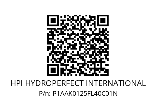   HPI HYDROPERFECT INTERNATIONAL P1AAK0125FL40C01N