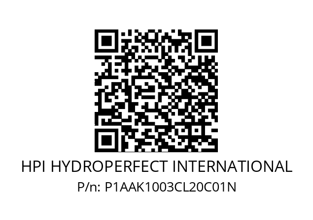   HPI HYDROPERFECT INTERNATIONAL P1AAK1003CL20C01N