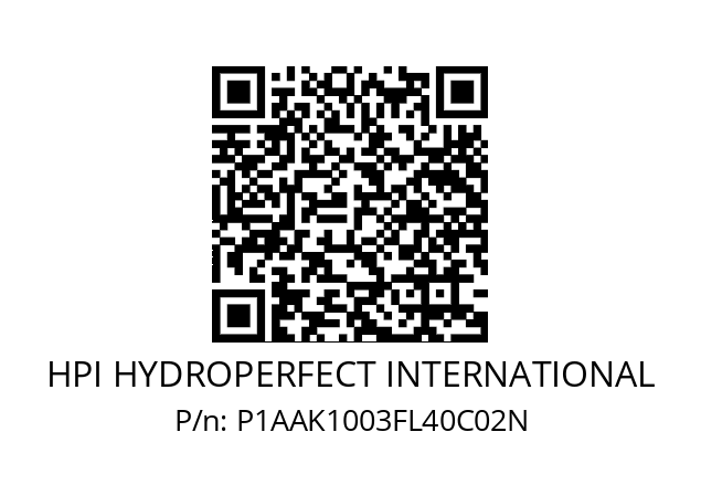   HPI HYDROPERFECT INTERNATIONAL P1AAK1003FL40C02N