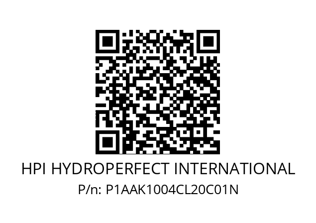   HPI HYDROPERFECT INTERNATIONAL P1AAK1004CL20C01N