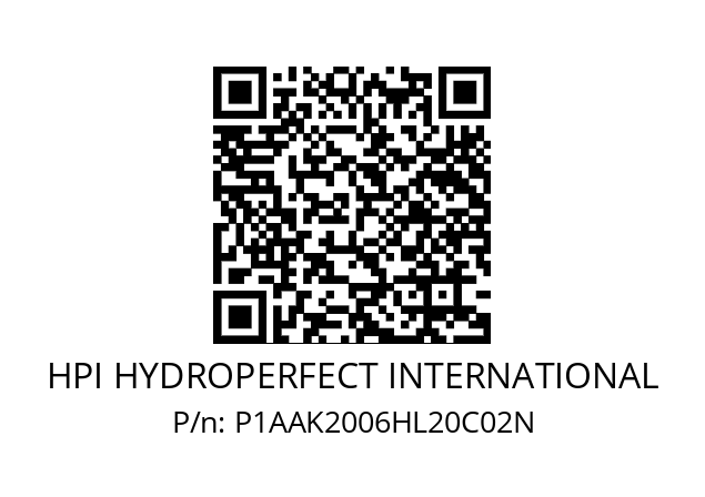   HPI HYDROPERFECT INTERNATIONAL P1AAK2006HL20C02N