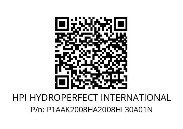   HPI HYDROPERFECT INTERNATIONAL P1AAK2008HA2008HL30A01N