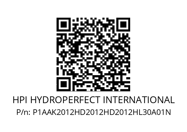   HPI HYDROPERFECT INTERNATIONAL P1AAK2012HD2012HD2012HL30A01N