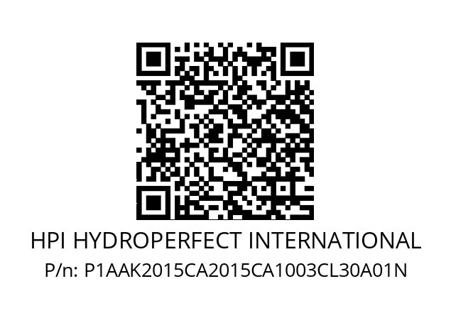   HPI HYDROPERFECT INTERNATIONAL P1AAK2015CA2015CA1003CL30A01N