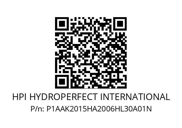   HPI HYDROPERFECT INTERNATIONAL P1AAK2015HA2006HL30A01N