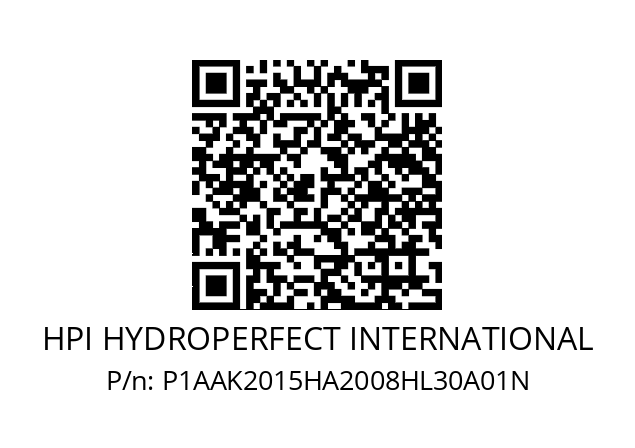   HPI HYDROPERFECT INTERNATIONAL P1AAK2015HA2008HL30A01N