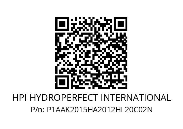   HPI HYDROPERFECT INTERNATIONAL P1AAK2015HA2012HL20C02N