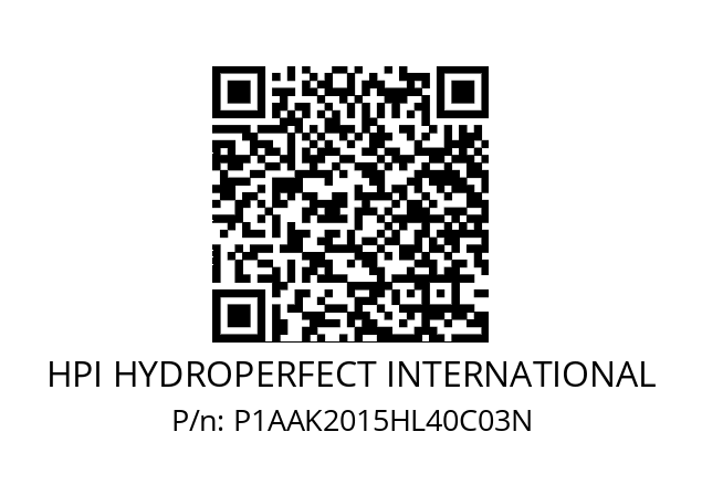   HPI HYDROPERFECT INTERNATIONAL P1AAK2015HL40C03N