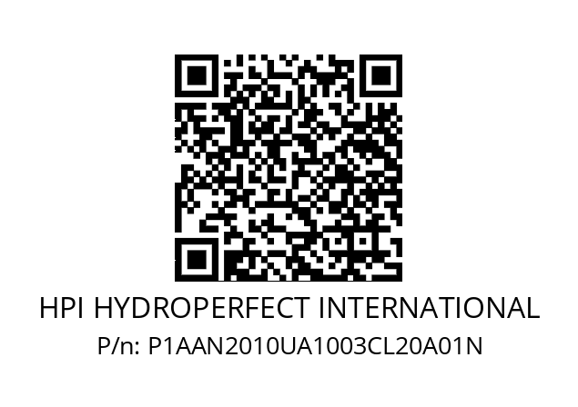   HPI HYDROPERFECT INTERNATIONAL P1AAN2010UA1003CL20A01N