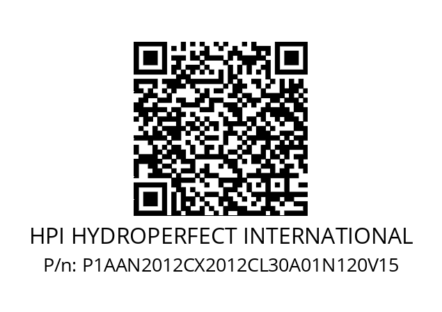   HPI HYDROPERFECT INTERNATIONAL P1AAN2012CX2012CL30A01N120V15