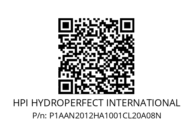   HPI HYDROPERFECT INTERNATIONAL P1AAN2012HA1001CL20A08N