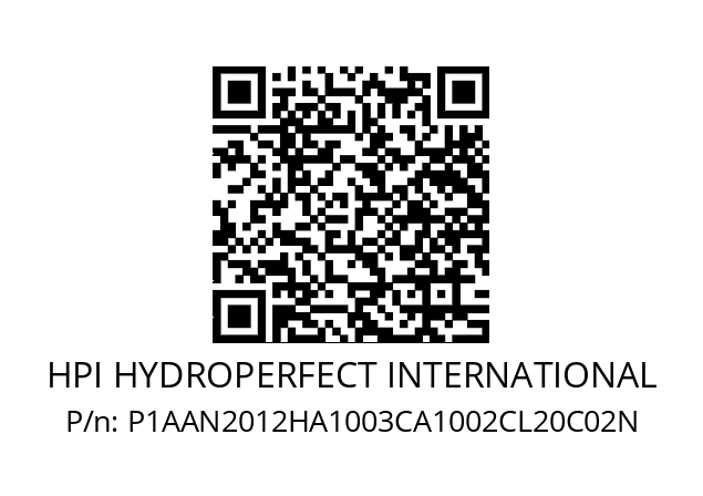   HPI HYDROPERFECT INTERNATIONAL P1AAN2012HA1003CA1002CL20C02N