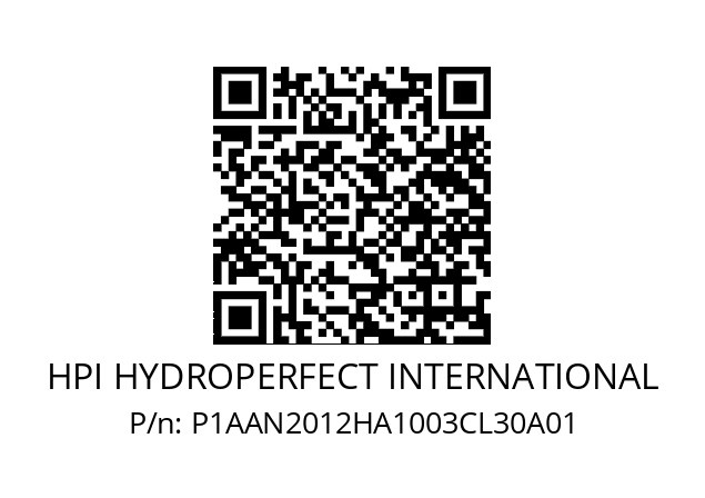   HPI HYDROPERFECT INTERNATIONAL P1AAN2012HA1003CL30A01