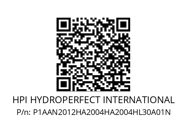   HPI HYDROPERFECT INTERNATIONAL P1AAN2012HA2004HA2004HL30A01N