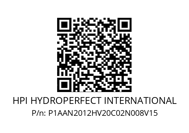   HPI HYDROPERFECT INTERNATIONAL P1AAN2012HV20C02N008V15