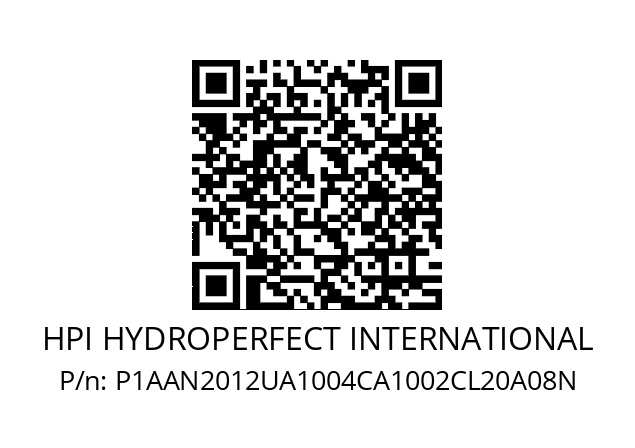   HPI HYDROPERFECT INTERNATIONAL P1AAN2012UA1004CA1002CL20A08N