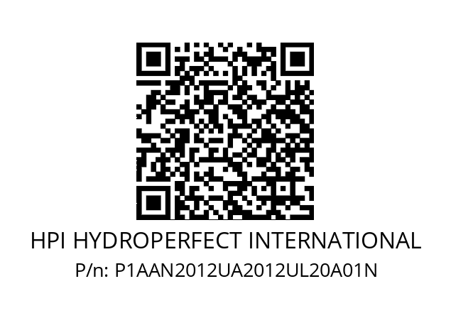   HPI HYDROPERFECT INTERNATIONAL P1AAN2012UA2012UL20A01N