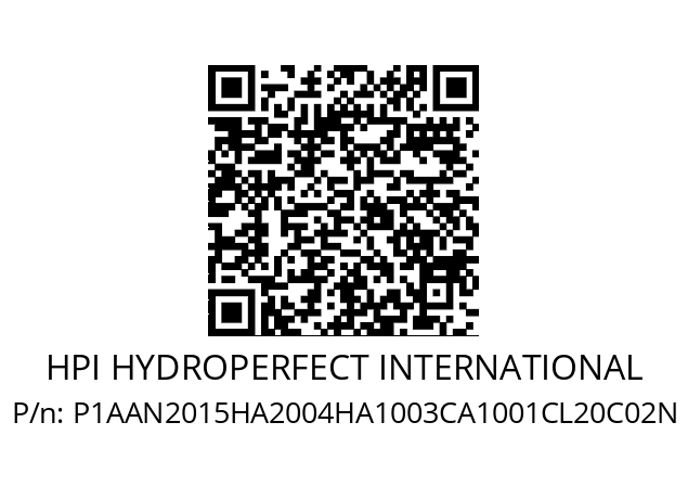   HPI HYDROPERFECT INTERNATIONAL P1AAN2015HA2004HA1003CA1001CL20C02N