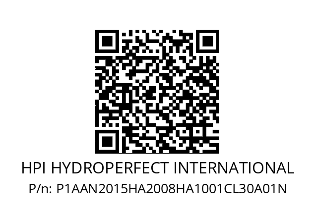   HPI HYDROPERFECT INTERNATIONAL P1AAN2015HA2008HA1001CL30A01N