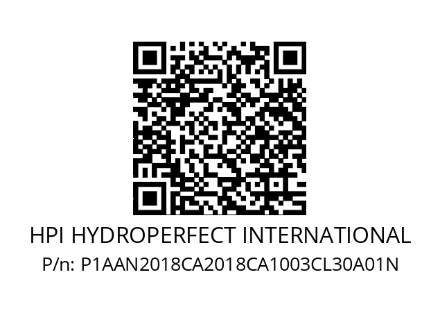   HPI HYDROPERFECT INTERNATIONAL P1AAN2018CA2018CA1003CL30A01N