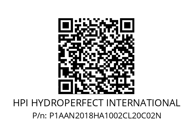   HPI HYDROPERFECT INTERNATIONAL P1AAN2018HA1002CL20C02N