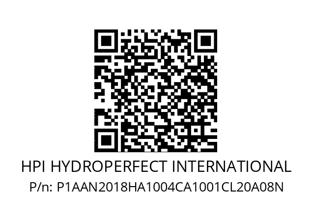   HPI HYDROPERFECT INTERNATIONAL P1AAN2018HA1004CA1001CL20A08N