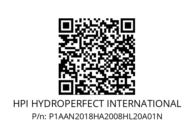   HPI HYDROPERFECT INTERNATIONAL P1AAN2018HA2008HL20A01N