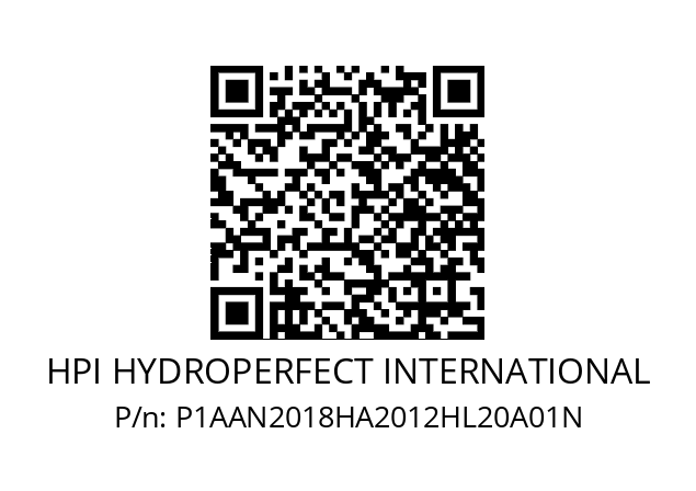   HPI HYDROPERFECT INTERNATIONAL P1AAN2018HA2012HL20A01N