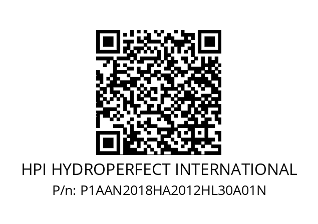   HPI HYDROPERFECT INTERNATIONAL P1AAN2018HA2012HL30A01N