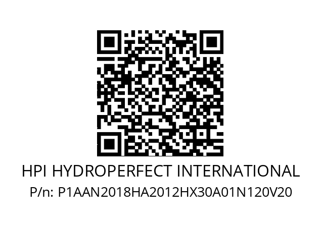   HPI HYDROPERFECT INTERNATIONAL P1AAN2018HA2012HX30A01N120V20