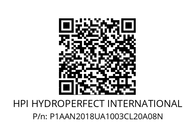   HPI HYDROPERFECT INTERNATIONAL P1AAN2018UA1003CL20A08N